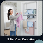 KNIGHT 3‑Tier Over‑The‑Door Clothes Airer – Space‑Saving Folding Drying Rack (Grey)
