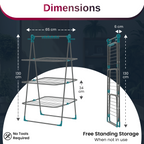 Knight 3 Tier Clothes Airer, 30m Drying Space, Free Standing Foldaway Clothes Drying Rack, Laundry Drying, Non Slip Feet, Extra Hanging Bar with Socks Clip, Space Saving Patent Design (Grey & Teal)