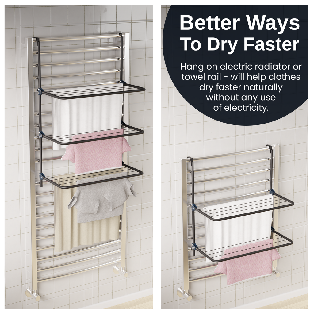 KNIGHT 3‑Tier Over‑The‑Door Clothes Airer – Space‑Saving Folding Drying Rack (Grey)