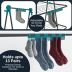 Knight 3 Tier Clothes Airer, 30m Drying Space, Free Standing Foldaway Clothes Drying Rack, Laundry Drying, Non Slip Feet, Extra Hanging Bar with Socks Clip, Space Saving Patent Design (Grey & Teal)
