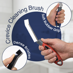 Knight 3 Pack Hard Bristle Crevice Cleaning Brush, Narrow Gap Grout Scrub Brush with Rubber Grip Handle, Rust Proof Metal Cleaning Tool for Window Bathroom Tile Sinks Kitchen (Red, Blue, Black)