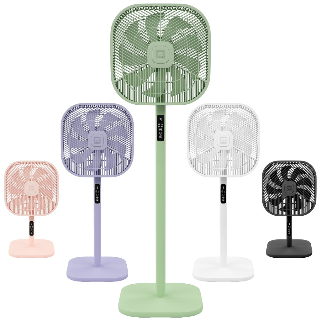 Knight 2in1 16" Square Stand Fan &amp; Desk Fan with Remote Control, Timer &amp; 3 speed Setting | 9 Blades Turbo Wind | Square Base | Oscillation | Easy Assemble - No Tools | Mint Green