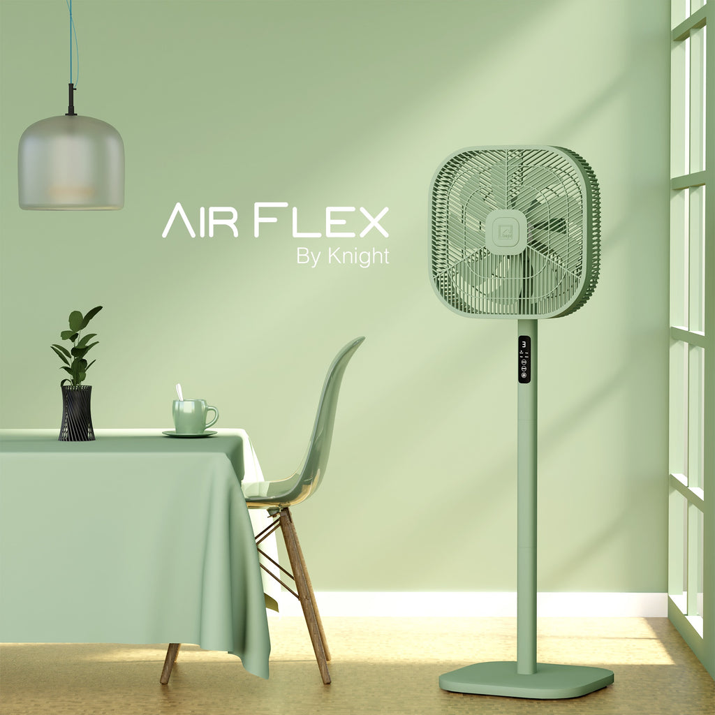 Knight 2in1 16" Square Stand Fan &amp; Desk Fan with Remote Control, Timer &amp; 3 speed Setting | 9 Blades Turbo Wind | Square Base | Oscillation | Easy Assemble - No Tools | Mint Green