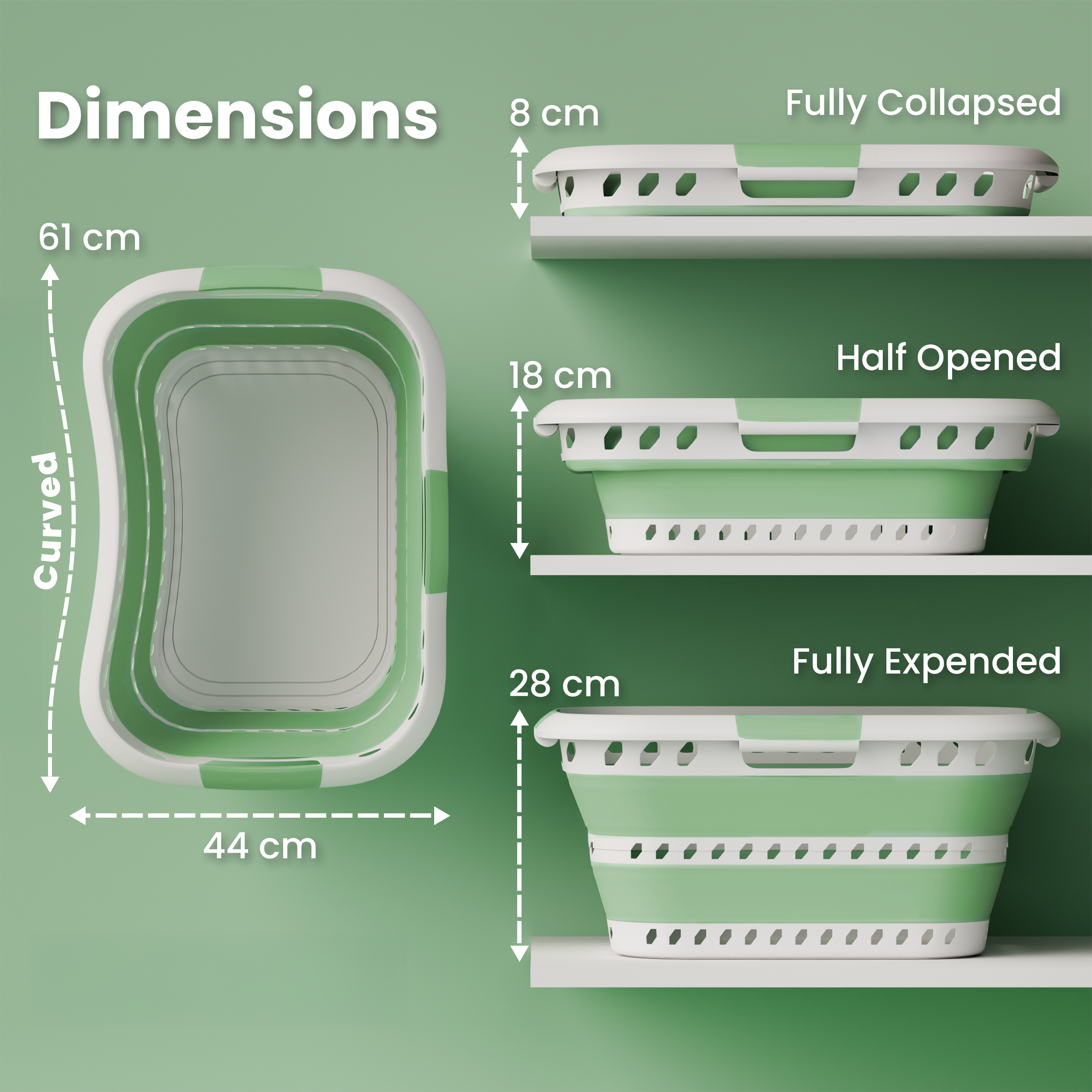 KNIGHT Collapsible Laundry Basket 42L – Foldable Pop‑Up Washing Basket (Green)