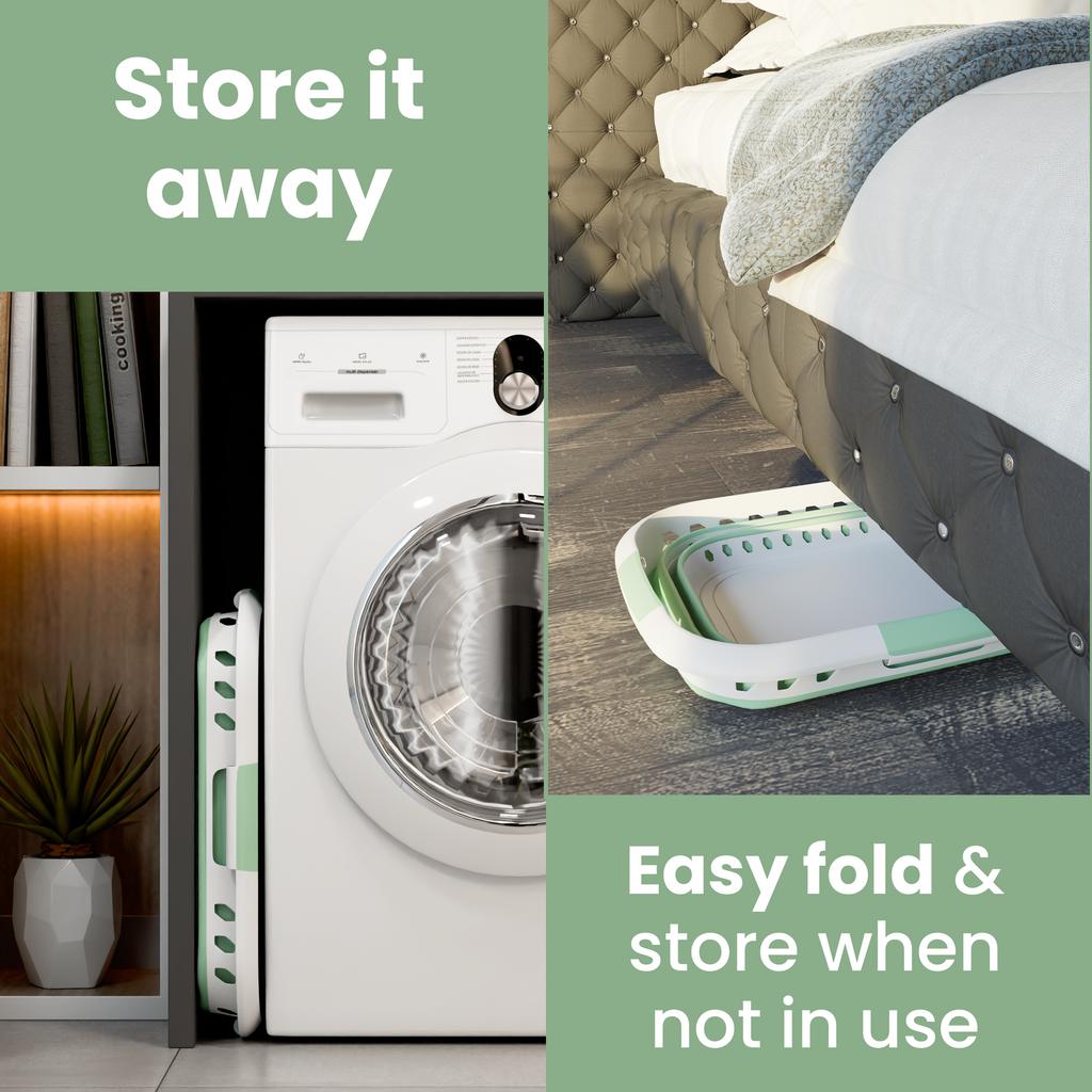 KNIGHT Collapsible Laundry Basket 42L – Foldable Pop‑Up Washing Basket (Green)