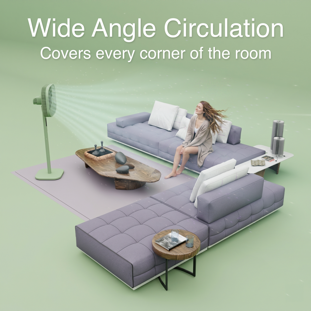 Knight 2in1 16" Square Stand Fan &amp; Desk Fan with Remote Control, Timer &amp; 3 speed Setting | 9 Blades Turbo Wind | Square Base | Oscillation | Easy Assemble - No Tools | Mint Green