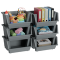 924222-KNIGHT 40L Stackable Open Storage Boxes-Grey - 6 Pack