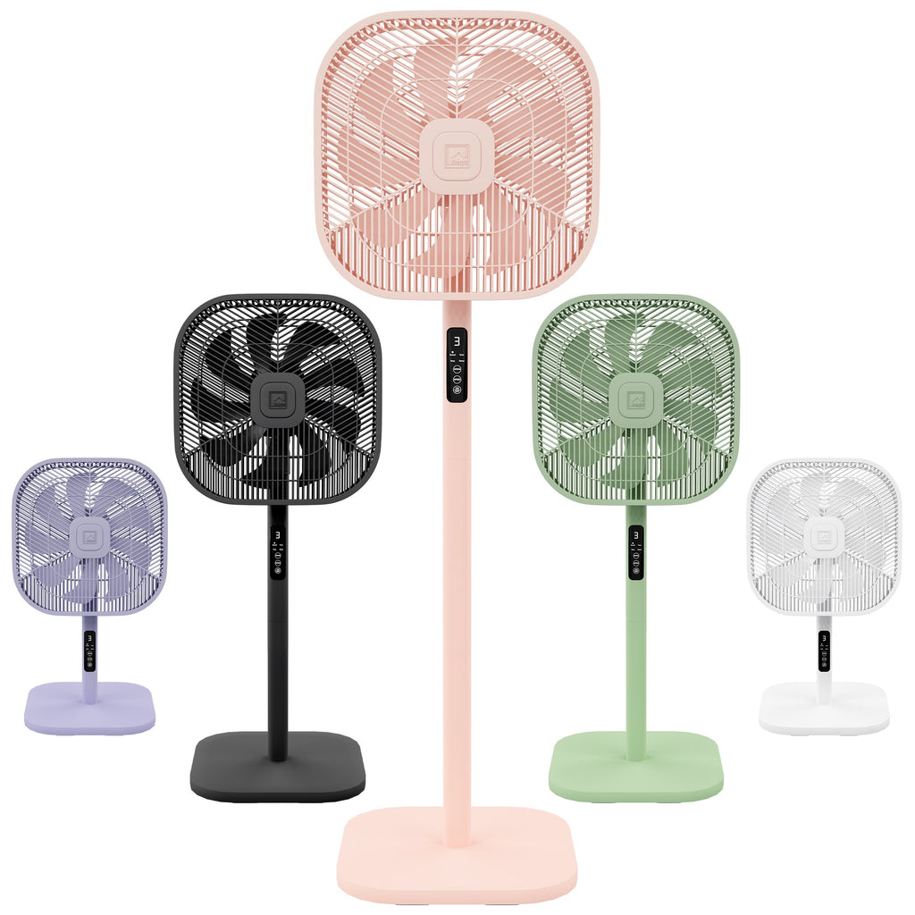 Knight 2in1 16" Square Stand Fan &amp; Desk Fan with Remote Control, Timer &amp; 3 speed Setting | 9 Blades Turbo Wind | Square Base | Oscillation | Easy Assemble - No Tools | Candy Pink