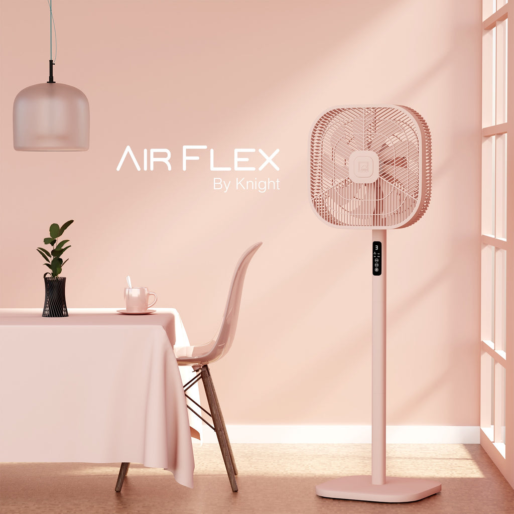 Knight 2in1 16" Square Stand Fan &amp; Desk Fan with Remote Control, Timer &amp; 3 speed Setting | 9 Blades Turbo Wind | Square Base | Oscillation | Easy Assemble - No Tools | Candy Pink