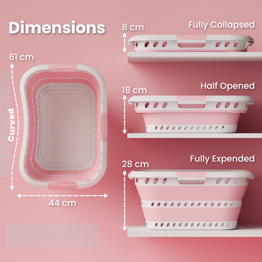KNIGHT Collapsible Laundry Basket 42L – Foldable Pop‑Up Washing Basket (Pink)
