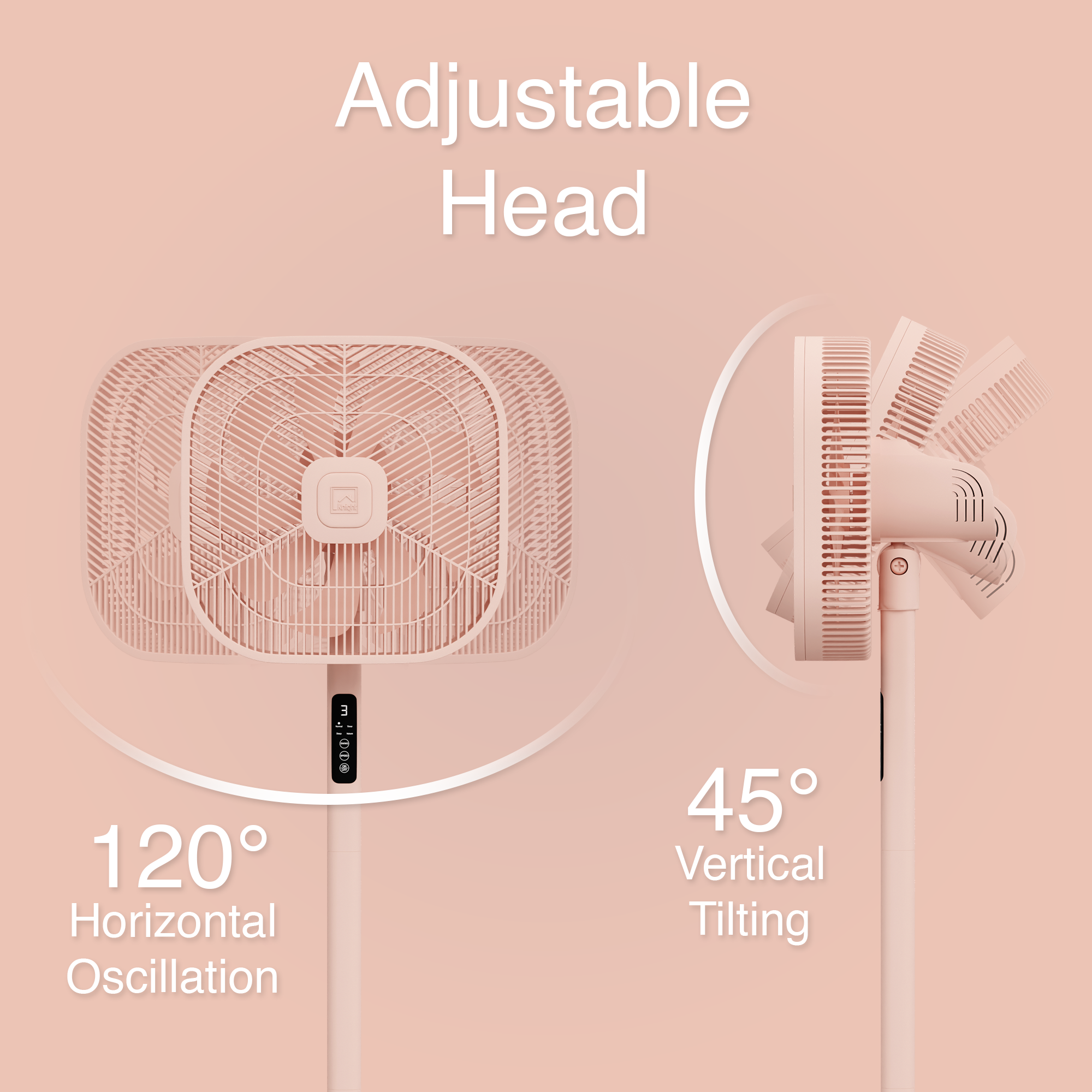 Knight 2in1 16" Square Stand Fan &amp; Desk Fan with Remote Control, Timer &amp; 3 speed Setting | 9 Blades Turbo Wind | Square Base | Oscillation | Easy Assemble - No Tools | Candy Pink