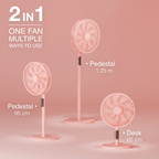 KNIGHT 2‑in‑1 16" Pedestal & Desk Fan with Remote – Candy Pink