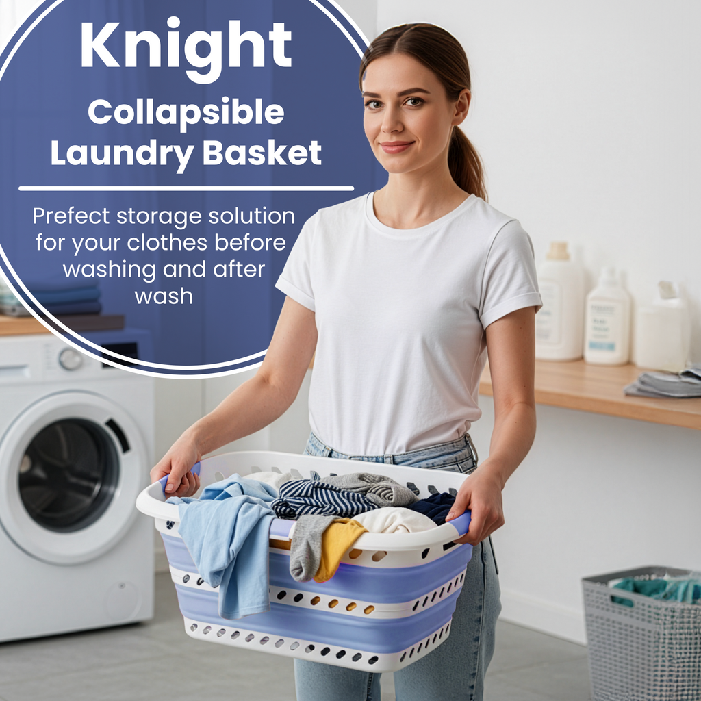 KNIGHT Collapsible Laundry Basket 42L – Foldable Pop‑Up Washing Basket (Lavender)