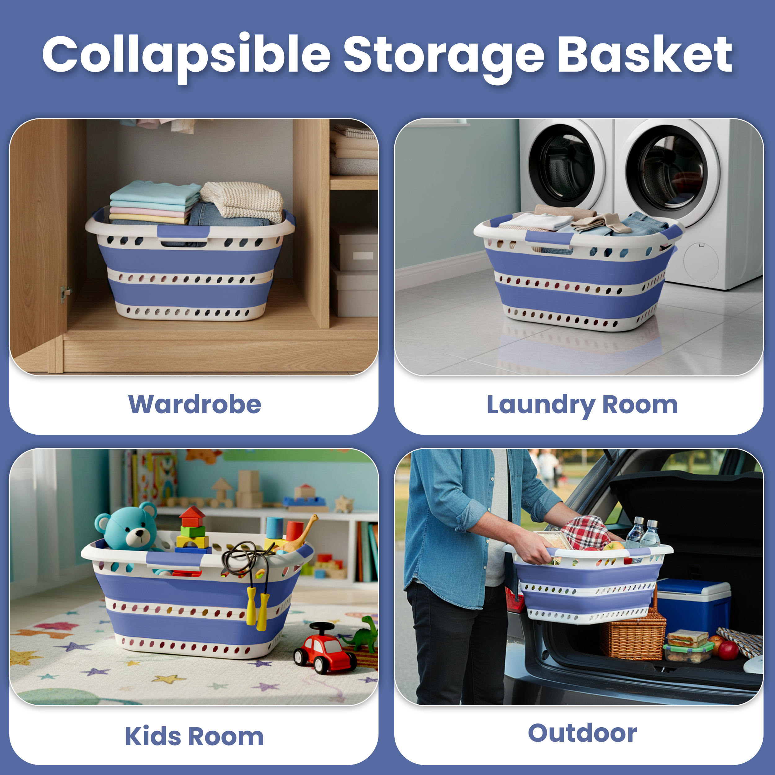 KNIGHT Collapsible Laundry Basket 42L – Foldable Pop‑Up Washing Basket (Lavender)