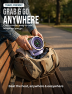 Knight AirFlex Mini Desk Fan, USB Rechargeable 3600mAh Battery - Use up to 10-Hours, Turbo Speed, Led Display, 5 Wind Speed Setting, Adjustable Angle, Portable Fan for Indoor&Outdoor (Violet Whisper)