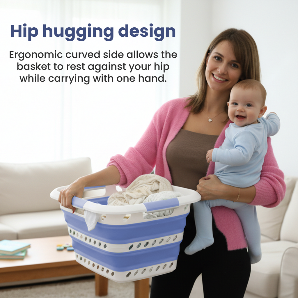 KNIGHT Collapsible Laundry Basket 42L – Foldable Pop‑Up Washing Basket (Lavender)