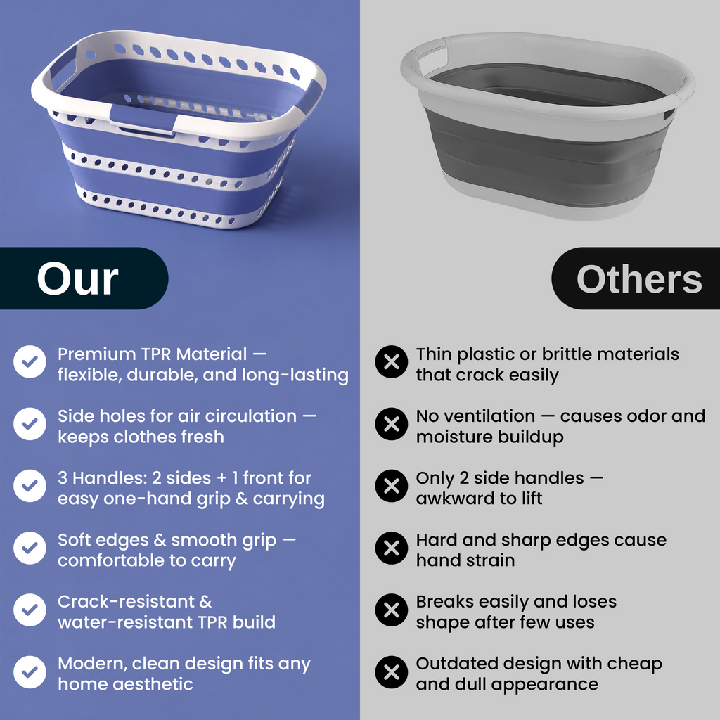 KNIGHT Collapsible Laundry Basket 42L – Foldable Pop‑Up Washing Basket (Lavender)