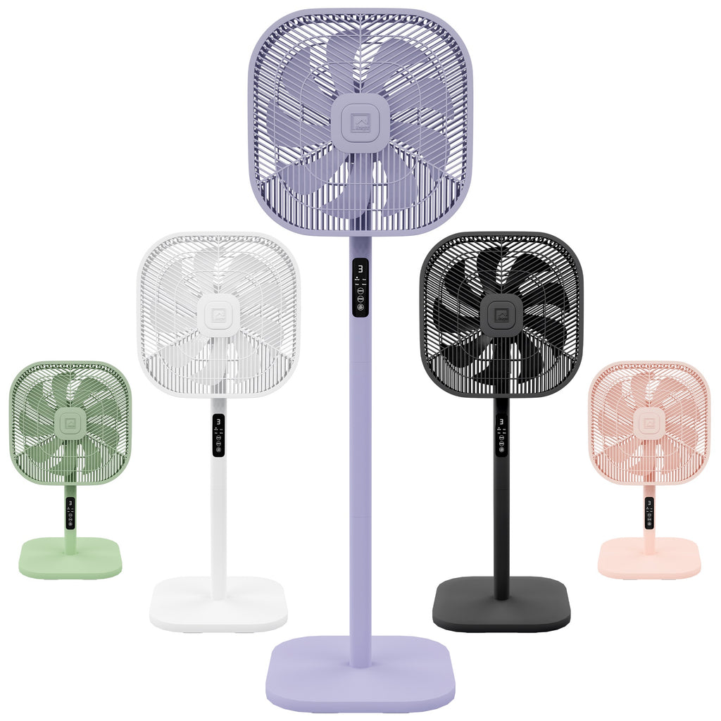 Knight 2in1 16" Square Stand Fan &amp; Desk Fan with Remote Control, Timer &amp; 3 speed Setting | 9 Blades Turbo Wind | Square Base | Oscillation | Easy Assemble - No Tools | Purple