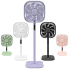 Knight 2in1 16" Square Stand Fan &amp; Desk Fan with Remote Control, Timer &amp; 3 speed Setting | 9 Blades Turbo Wind | Square Base | Oscillation | Easy Assemble - No Tools | Purple