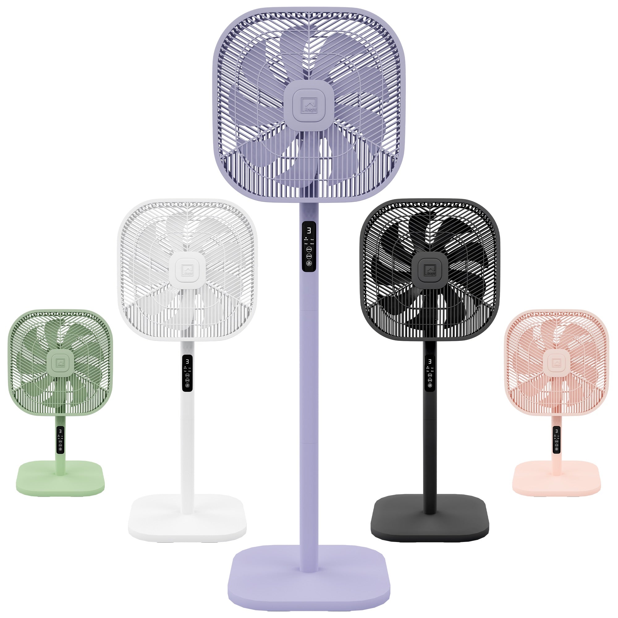 Knight 2in1 16" Square Stand Fan &amp; Desk Fan with Remote Control, Timer &amp; 3 speed Setting | 9 Blades Turbo Wind | Square Base | Oscillation | Easy Assemble - No Tools | Purple
