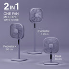 Knight 2in1 16" Square Stand Fan &amp; Desk Fan with Remote Control, Timer &amp; 3 speed Setting | 9 Blades Turbo Wind | Square Base | Oscillation | Easy Assemble - No Tools | Purple