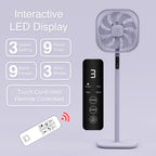 Knight 2in1 16" Square Stand Fan &amp; Desk Fan with Remote Control, Timer &amp; 3 speed Setting | 9 Blades Turbo Wind | Square Base | Oscillation | Easy Assemble - No Tools | Purple