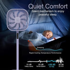 Knight 2in1 16" Square Stand Fan &amp; Desk Fan with Remote Control, Timer &amp; 3 speed Setting | 9 Blades Turbo Wind | Square Base | Oscillation | Easy Assemble - No Tools | Purple