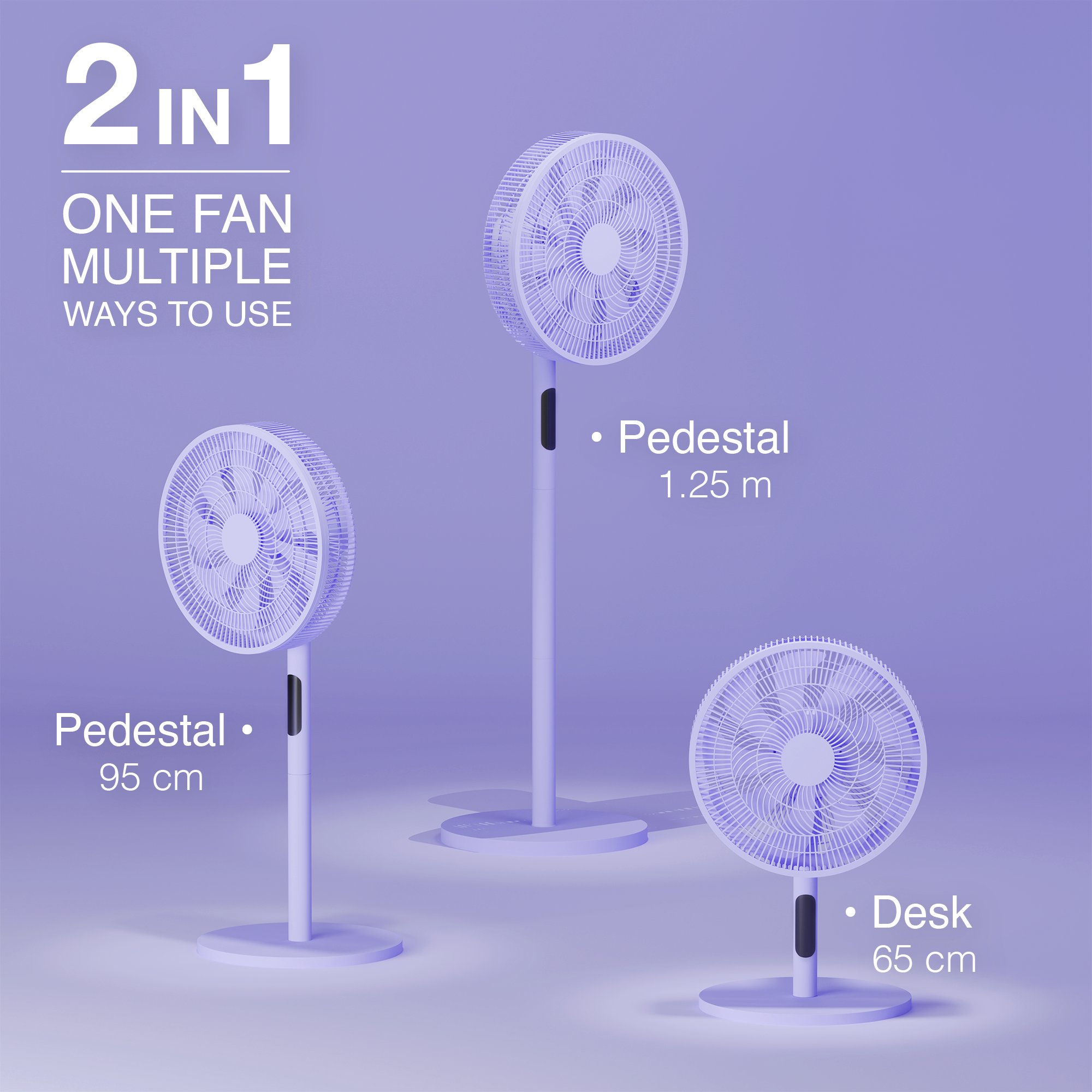 KNIGHT 2‑in‑1 16" Pedestal & Desk Fan with Remote Control – Lavender Purple