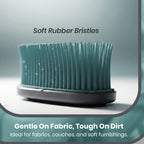923928-KNIGHT Rubber Broom & Dustpan Rubber Brush Set - Grey/Teal
