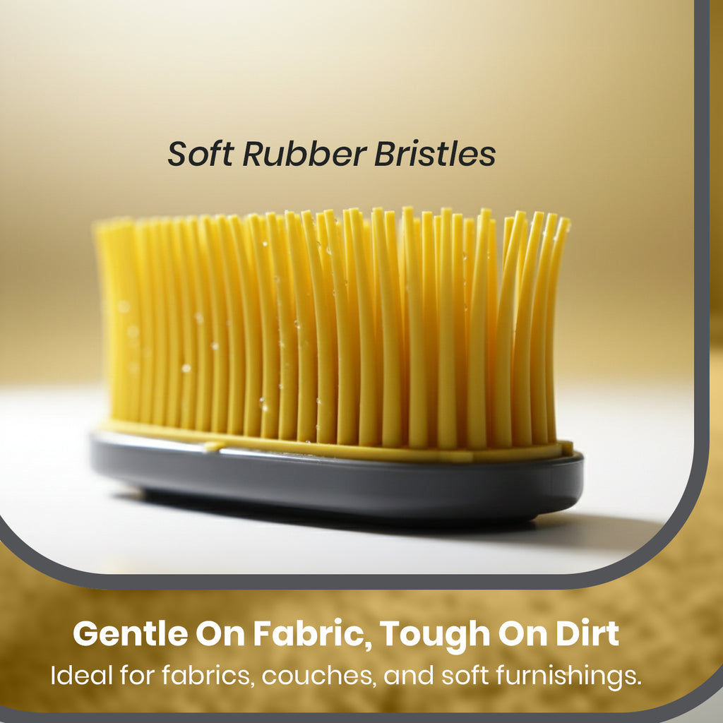Rubber Broom & Dustpan Set – Heavy‑Duty Rubber Bristle Brush | Grey & Yellow |KNIGHT