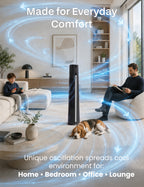 Knight AirFlex 36” Tower Fan with Remote Control Modern Slim Design Standing Fan 4 Wind Speed 12-Hour Timer Touch Control with LED Display 90º Oscillation High Power Floor Fan for Home&Office - Black
