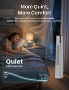 Knight AirFlex 36” Tower Fan with Remote Control Modern Slim Design Standing Fan 4 Wind Speed 12-Hour Timer Touch Control with LED Display 90º Oscillation High Power Floor Fan for Home&Office - White