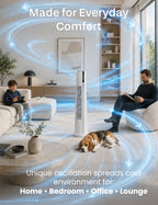 Knight AirFlex 36” Tower Fan with Remote Control Modern Slim Design Standing Fan 4 Wind Speed 12-Hour Timer Touch Control with LED Display 90º Oscillation High Power Floor Fan for Home&Office - White