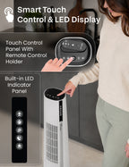 Knight AirFlex 36” Tower Fan with Remote Control Modern Slim Design Standing Fan 4 Wind Speed 12-Hour Timer Touch Control with LED Display 90º Oscillation High Power Floor Fan for Home&Office - White