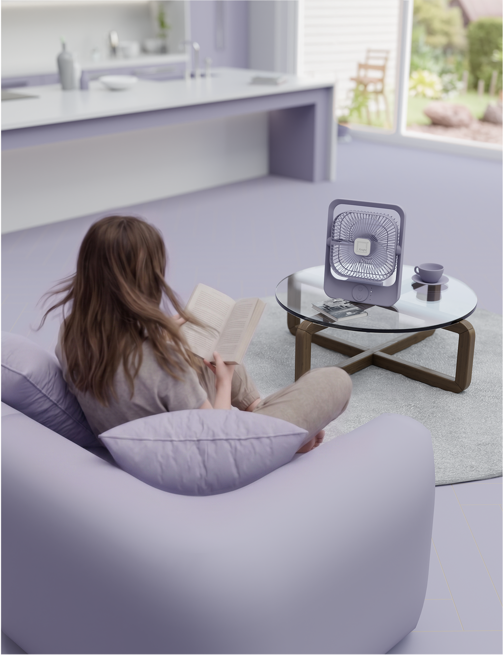 Portable Fan + Light – USB Rechargeable 2‑in‑1 Mini Cooling Fan (Purple) | KNIGHT