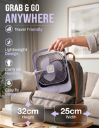Knight AirFlex USB Rechargeable Portable Fan 3000mAh Battery - Use up to 6-Hours 3 Wind Speed With Led Night Lamp Adjustable Head, Lightweight Travel Desk Fan With Carry Handle Indoor & Outdoor Use