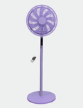 Knight 2in1 16" Pedestal Stand Fan & Desk Fan with Remote Control, Timer & 3 speed Setting | 9 Blades Turbo Wind | Round Base | Oscillation | Easy Assemble - No Tools | Lavender Purple.
