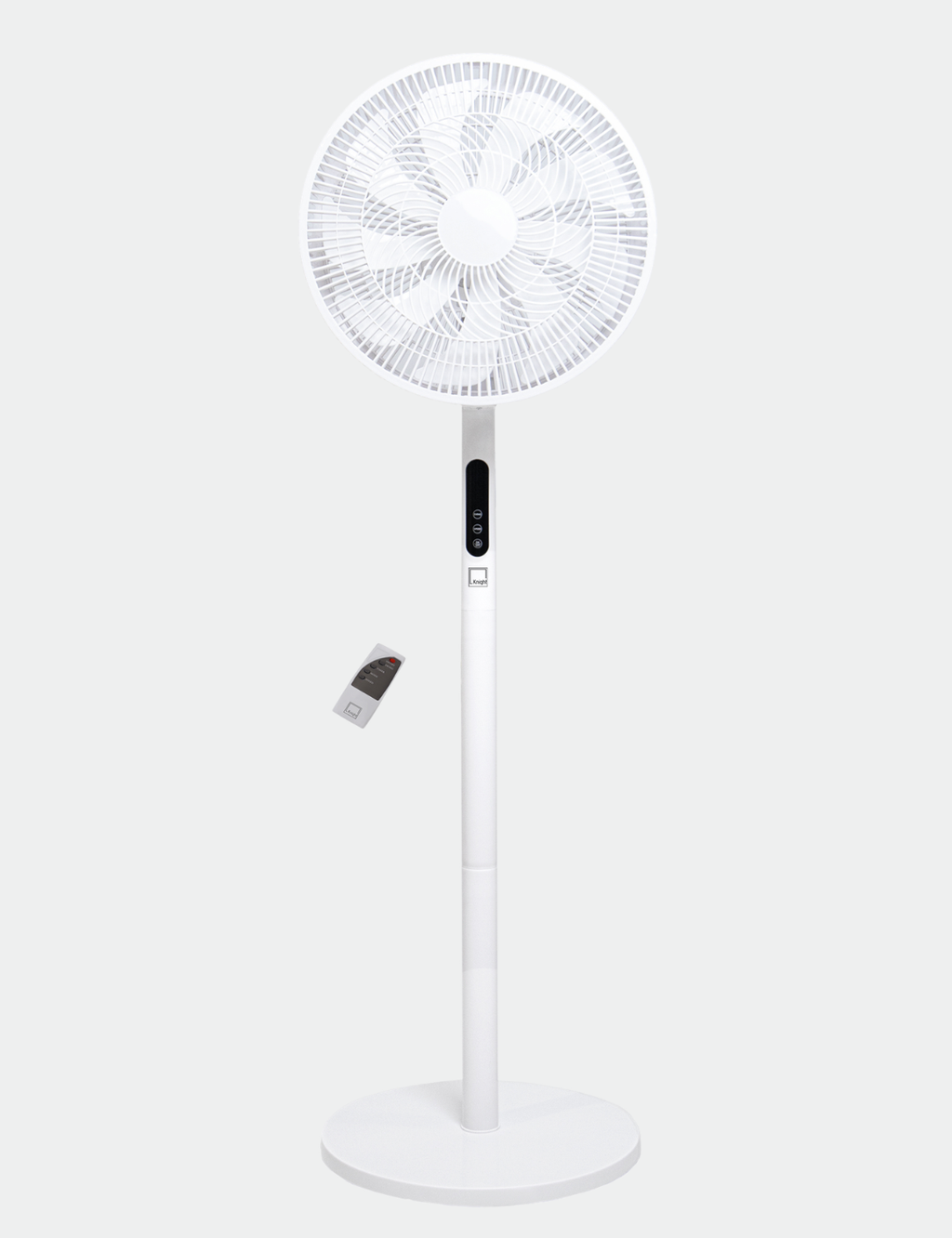 Knight 2in1 16" Pedestal Stand Fan & Desk Fan with Remote Control, Timer & 3 speed Setting | 9 Blades Turbo Wind | Round Base | Oscillation | Easy Assemble - No Tools Required, Off White