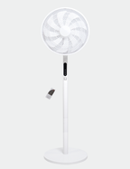 Knight 2in1 16" Pedestal Stand Fan & Desk Fan with Remote Control, Timer & 3 speed Setting | 9 Blades Turbo Wind | Round Base | Oscillation | Easy Assemble - No Tools Required, Off White