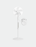 Knight 16" Pedestal Stand Fan with Rotary Knob | Round Base | 140cm Adjustable Height | 3-Speed Setting | Heavy Round Base | Oscillating & Tilting Head | Matt White | Patent Design