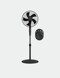 Knight 16" Pedestal Fan | Adjustable Height 140cm | Heavy Round Base | 3-Speed Settings | Oscillating & Tilting Head | 4-Position Rotary Knob | Sleek Matt Black Finish | Patent Design