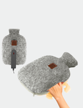 Knight Rechargeable Hot Water Bottle with Charger, Soft & Fluffy Cover with Hand Warmer, Heat Pad for Hand & Body Up to 6 Hour, Fast Heating with Temperature Control Christmas Gifts - Champagne