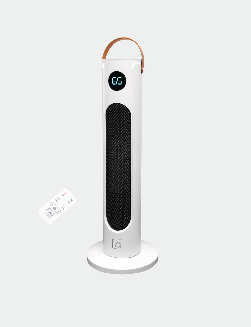 Knight Electric Heater 2000W Portable Ceramic Fan Heater for Home, 80° Oscillating PTC Tower Heater with Remote, Instant Heating in 3 Seconds for Large Room, Touch Screen Control & Leather Handle