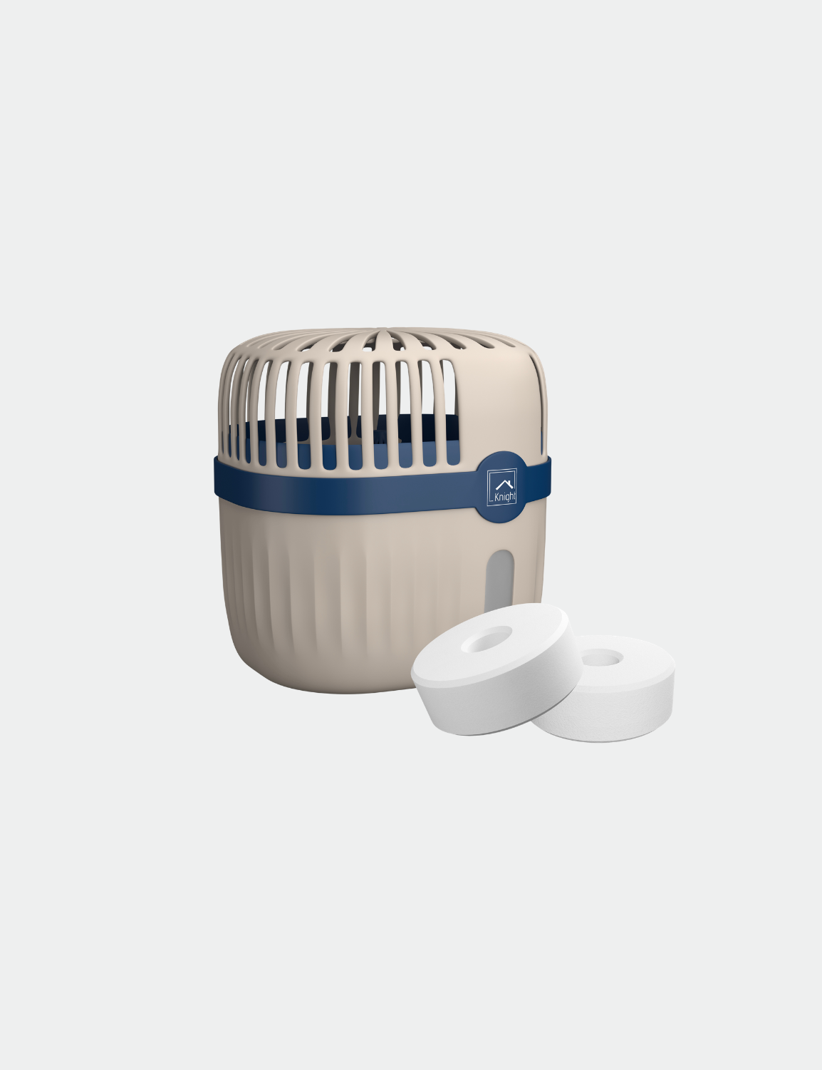 Knight Refillable & Reusable Dehumidifier, 360º Moisture Absorber, Lasts Upto 60 Days Fast Absorption Of Moisture In Home, Garage, Caravans & Office. 1 Reusable Unit with 2 Tablets - Blue
