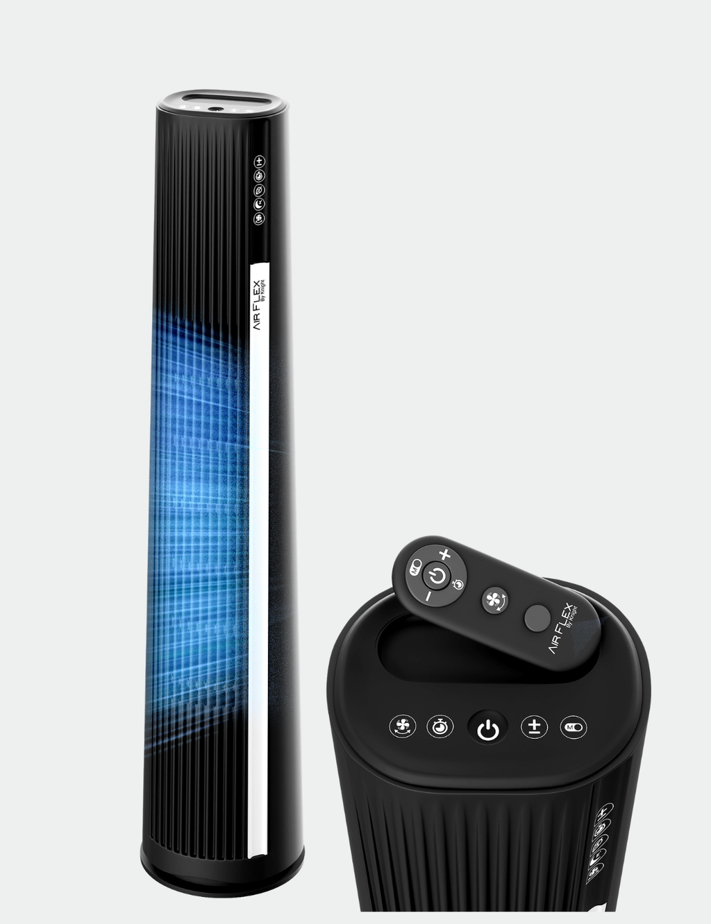 Knight AirFlex 36” Tower Fan with Remote Control Modern Slim Design Standing Fan 4 Wind Speed 12-Hour Timer Touch Control with LED Display 90º Oscillation High Power Floor Fan for Home&Office - Black