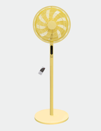 Knight 2in1 16" Pedestal Stand Fan & Desk Fan with Remote Control, Timer & 3 speed Setting | 9 Blades Turbo Wind | Round Base | Oscillation | Easy Assemble - No Tools | Lime Yellow [Energy Class A+++]