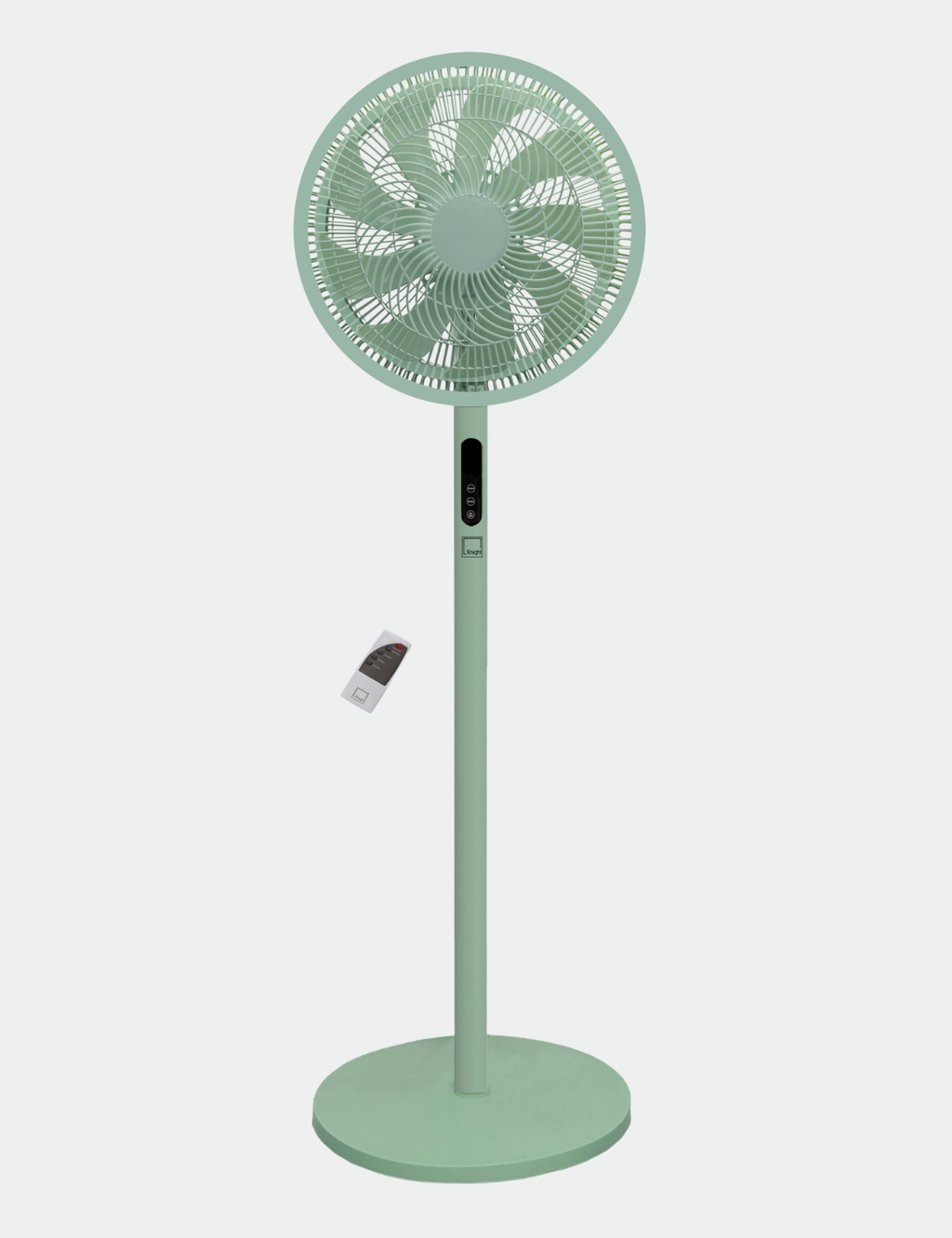 Knight 2in1 16" Pedestal Stand Fan & Desk Fan with Remote Control, Timer & 3 speed Setting | 9 Blades Turbo Wind | Round Base | Oscillation | Easy Assemble - No Tools. (Mint Green)