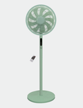 Knight 2in1 16" Pedestal Stand Fan & Desk Fan with Remote Control, Timer & 3 speed Setting | 9 Blades Turbo Wind | Round Base | Oscillation | Easy Assemble - No Tools. (Mint Green)