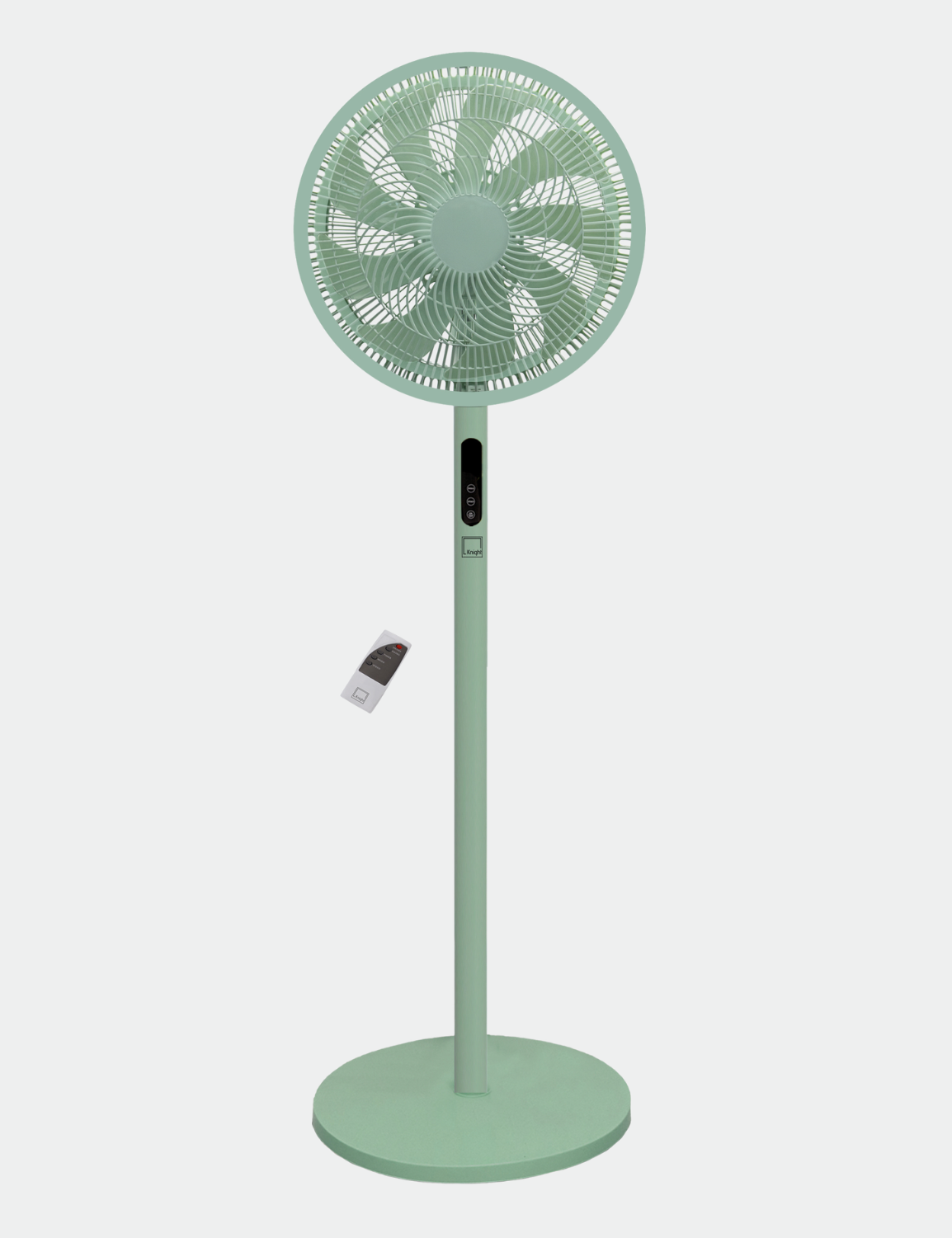 Knight 2in1 16" Pedestal Stand Fan & Desk Fan with Remote Control, Timer & 3 speed Setting | 9 Blades Turbo Wind | Round Base | Oscillation | Easy Assemble - No Tools. (Mint Green)