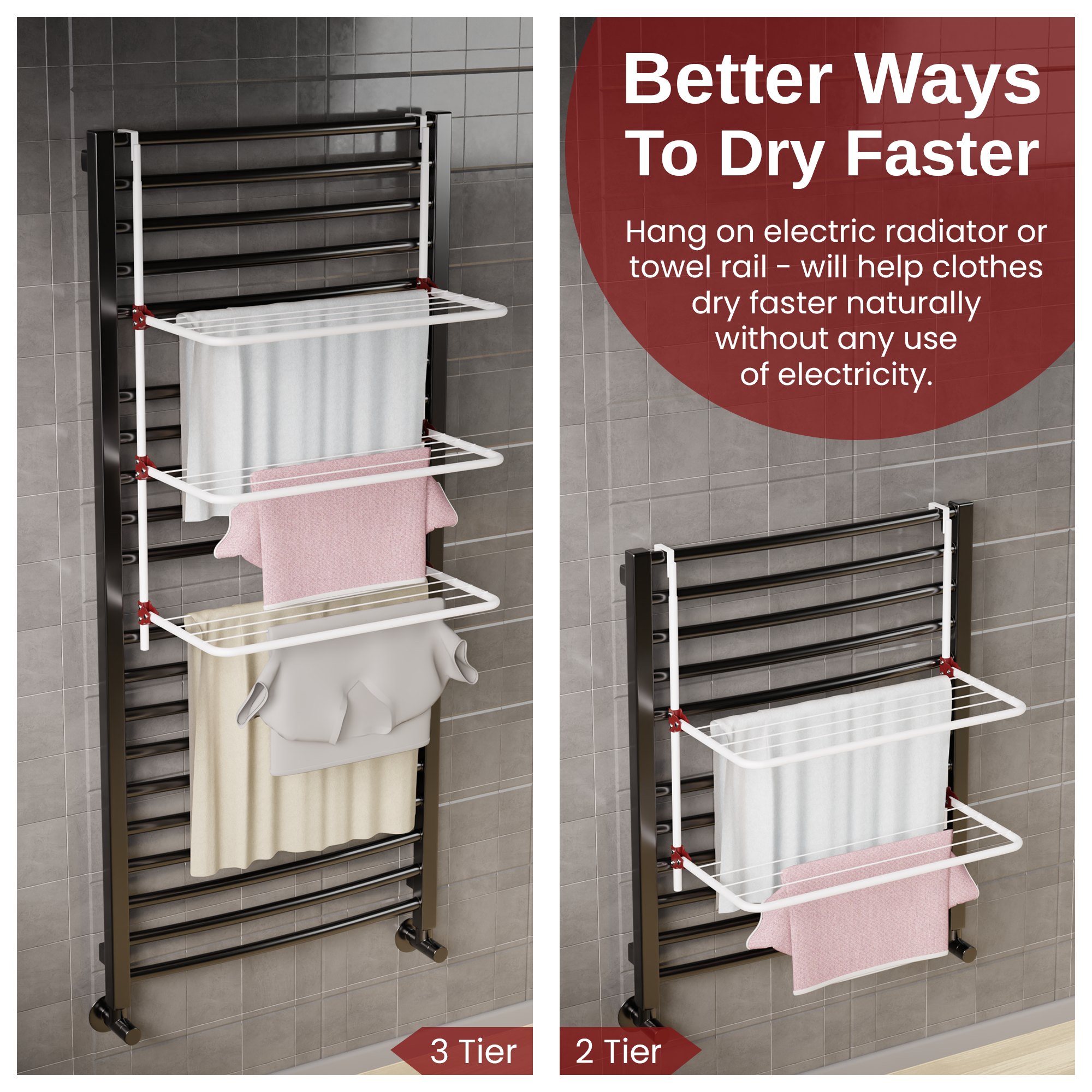 KNIGHT 3-Tier Over The Door Clothes Airer - (White)